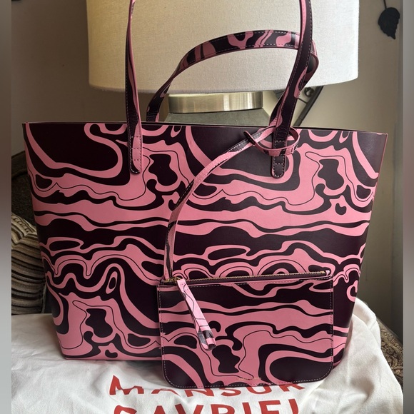 Mansur Gavriel Handbags - Authentic MANSUR GAVRIEL Leather Patterned Tote with large zip top wristlet